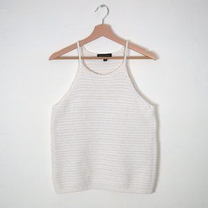 Banana Republic Crochet Knit Sleeveless Top White Large